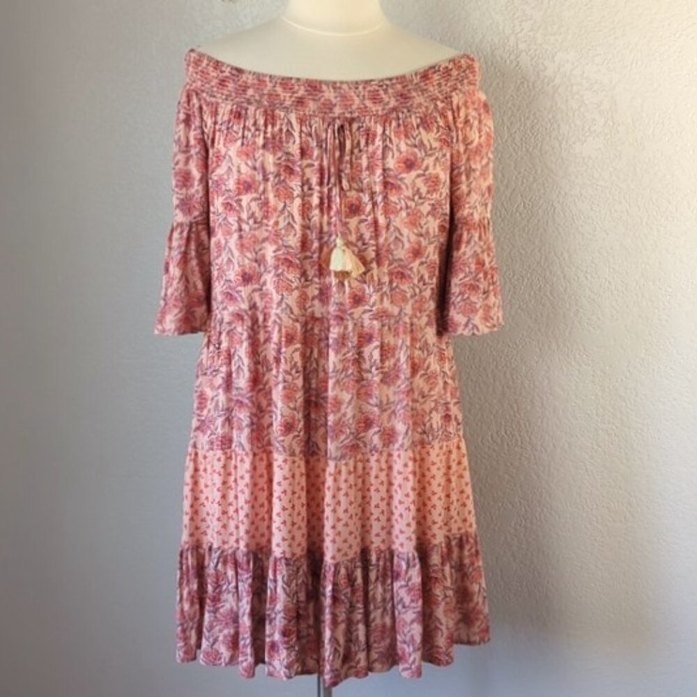 Chelsea & Violet XL Dress Tiered On/Off Shoulder Bell Sleeve Boho Cottagecore
